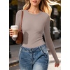 image:imageANRABESS Womens Long Sleeve Shirts Fitted Double Lined TopGrey