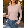 image:imageANRABESS Womens Long Sleeve Shirts Fitted Double Lined TopLight Pink
