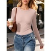 image:imageANRABESS Womens Long Sleeve Shirts Fitted Double Lined TopLight Pink