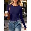 image:imageANRABESS Womens Long Sleeve Shirts Fitted Double Lined TopNavy Blue