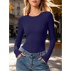 image:imageANRABESS Womens Long Sleeve Shirts Fitted Double Lined TopNavy Blue