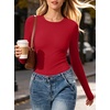 image:imageANRABESS Womens Long Sleeve Shirts Fitted Double Lined TopRed