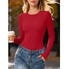 image:imageANRABESS Womens Long Sleeve Shirts Fitted Double Lined TopRed