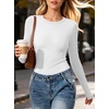 image:imageANRABESS Womens Long Sleeve Shirts Fitted Double Lined TopWhite