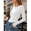 image:imageANRABESS Womens Long Sleeve Shirts Fitted Double Lined TopWhite