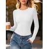 image:imageANRABESS Womens Long Sleeve Shirts Fitted Double Lined TopWhite