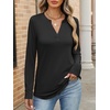 image:imageANRABESS Womens Long Sleeve Shirts V Neck Business Casual Work Tunic Tops Basic Tees 2026 Fall OutfitsBlack