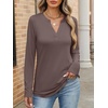 image:imageANRABESS Womens Long Sleeve Shirts V Neck Business Casual Work Tunic Tops Basic Tees 2026 Fall OutfitsBrown