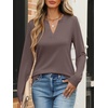 image:imageANRABESS Womens Long Sleeve Shirts V Neck Business Casual Work Tunic Tops Basic Tees 2026 Fall OutfitsBrown
