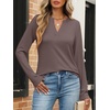 image:imageANRABESS Womens Long Sleeve Shirts V Neck Business Casual Work Tunic Tops Basic Tees 2026 Fall OutfitsBrown