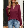 image:imageANRABESS Womens Long Sleeve Shirts V Neck Business Casual Work Tunic Tops Basic Tees 2026 Fall OutfitsBurgundy