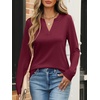 image:imageANRABESS Womens Long Sleeve Shirts V Neck Business Casual Work Tunic Tops Basic Tees 2026 Fall OutfitsBurgundy