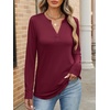 image:imageANRABESS Womens Long Sleeve Shirts V Neck Business Casual Work Tunic Tops Basic Tees 2026 Fall OutfitsBurgundy