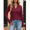 image:imageANRABESS Womens Long Sleeve Shirts V Neck Business Casual Work Tunic Tops Basic Tees 2026 Fall OutfitsBurgundy