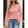image:imageANRABESS Womens Long Sleeve Shirts V Neck Business Casual Work Tunic Tops Basic Tees 2026 Fall OutfitsCoral Pink
