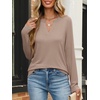image:imageANRABESS Womens Long Sleeve Shirts V Neck Business Casual Work Tunic Tops Basic Tees 2026 Fall OutfitsKhaki  Light Brown