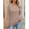 image:imageANRABESS Womens Long Sleeve Shirts V Neck Business Casual Work Tunic Tops Basic Tees 2026 Fall OutfitsKhaki  Light Brown