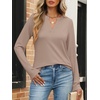 image:imageANRABESS Womens Long Sleeve Shirts V Neck Business Casual Work Tunic Tops Basic Tees 2026 Fall OutfitsKhaki  Light Brown