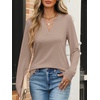 image:imageANRABESS Womens Long Sleeve Shirts V Neck Business Casual Work Tunic Tops Basic Tees 2026 Fall OutfitsKhaki  Light Brown
