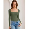 image:imageANRABESS Womens Long Sleeve Square Neck BodysuitArmy Green