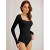 image:imageANRABESS Womens Long Sleeve Square Neck BodysuitBlack