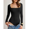 image:imageANRABESS Womens Long Sleeve Square Neck BodysuitBlack