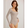 image:imageANRABESS Womens Long Sleeve Square Neck BodysuitLight Khaki