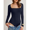 image:imageANRABESS Womens Long Sleeve Square Neck BodysuitNavy Blue