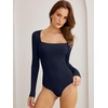 image:imageANRABESS Womens Long Sleeve Square Neck BodysuitNavy Blue