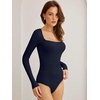 image:imageANRABESS Womens Long Sleeve Square Neck BodysuitNavy Blue