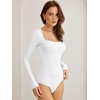 image:imageANRABESS Womens Long Sleeve Square Neck BodysuitWhite