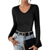 image:imageANRABESS Womens Long Sleeve V Neck Shirts Slim Fit Tops Basic TeeBlack