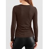 image:imageANRABESS Womens Long Sleeve V Neck Shirts Slim Fit Tops Basic TeeBrown