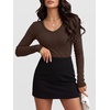 image:imageANRABESS Womens Long Sleeve V Neck Shirts Slim Fit Tops Basic TeeBrown