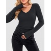 image:imageANRABESS Womens Long Sleeve V Neck Shirts Slim Fit Tops Basic TeeDeep Grey