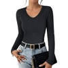 image:imageANRABESS Womens Long Sleeve V Neck Shirts Slim Fit Tops Basic TeeDeep Grey