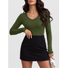 image:imageANRABESS Womens Long Sleeve V Neck Shirts Slim Fit Tops Basic TeeGreen
