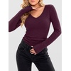 image:imageANRABESS Womens Long Sleeve V Neck Shirts Slim Fit Tops Basic TeePurple Red