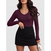 image:imageANRABESS Womens Long Sleeve V Neck Shirts Slim Fit Tops Basic TeePurple Red