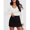 image:imageANRABESS Womens Long Sleeve V Neck Shirts Slim Fit Tops Basic TeeWhite