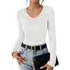 image:imageANRABESS Womens Long Sleeve V Neck Shirts Slim Fit Tops Basic TeeWhite