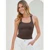 image:imageANRABESS Womens Square Neck Racerback Ribbed Slim Fit Summer Tank TopsCoffee