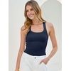 image:imageANRABESS Womens Square Neck Racerback Ribbed Slim Fit Summer Tank TopsNavy Blue