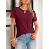 image:imageANRABESS Womens Summer Tops Short Sleeve Tshirts Dressy Casual BlouseBurgundy