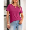 image:imageANRABESS Womens Summer Tops Short Sleeve Tshirts Dressy Casual BlouseHot Pink
