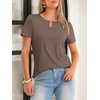 image:imageANRABESS Womens Summer Tops Short Sleeve Tshirts Dressy Casual BlouseLight Brown