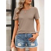 image:imageANRABESS Womens Summer Tops Short Sleeve Tshirts Dressy Casual BlouseLight Khaki