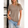 image:imageANRABESS Womens Summer Tops Short Sleeve Tshirts Dressy Casual BlouseLight Khaki
