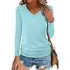 image:imageANRABESS Long Sleeve Shirts for Women V Neck Ruched Side Fall TopsAuqa