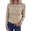 image:imageANRABESS Women Boat Neck Top Fall Long Sleeve Shirts Layer TeeApricot Black Floral